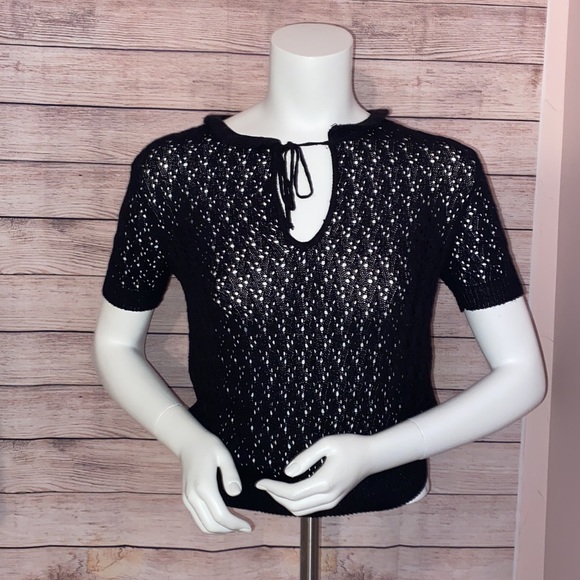 Pins And Needles Black Short Sleeve Sweater Size Medium - Picture 2 of 6